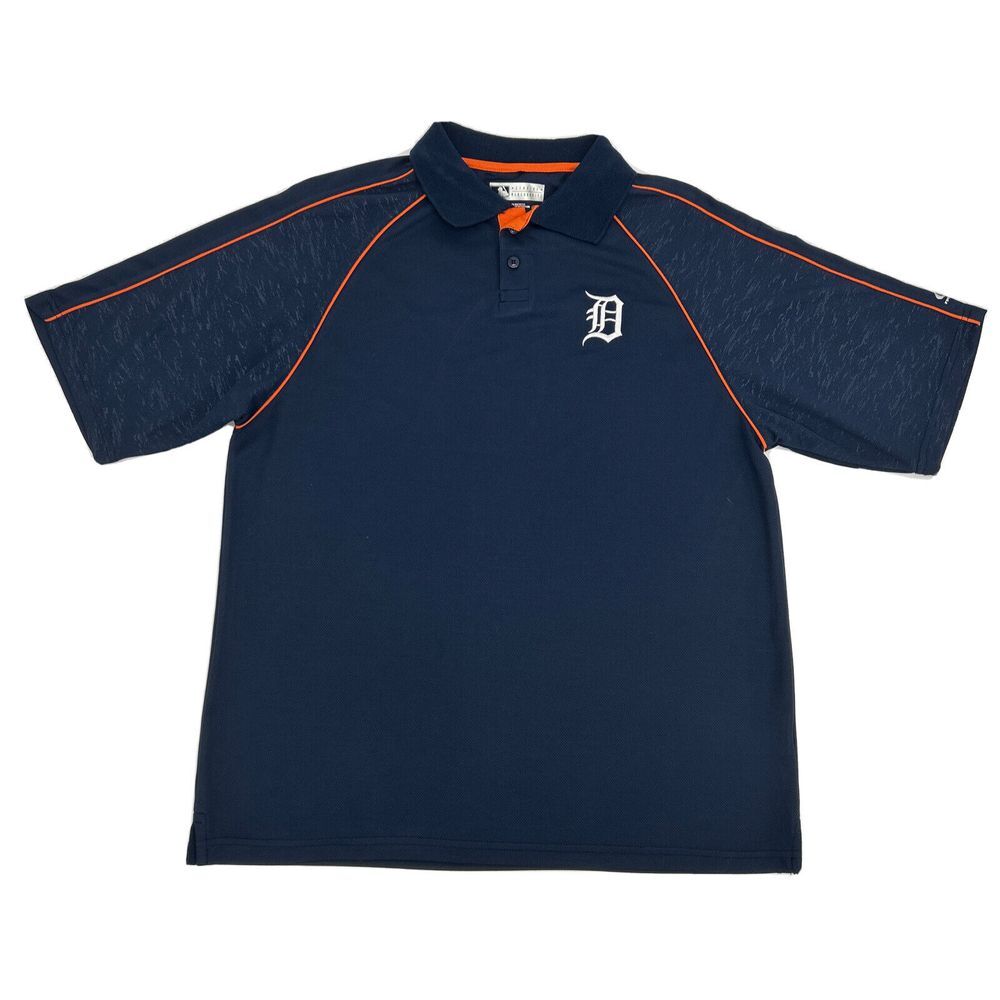Detroit Tigers Shirt Men's L‎ Blue True Fan Short Sleeve Polo MLB